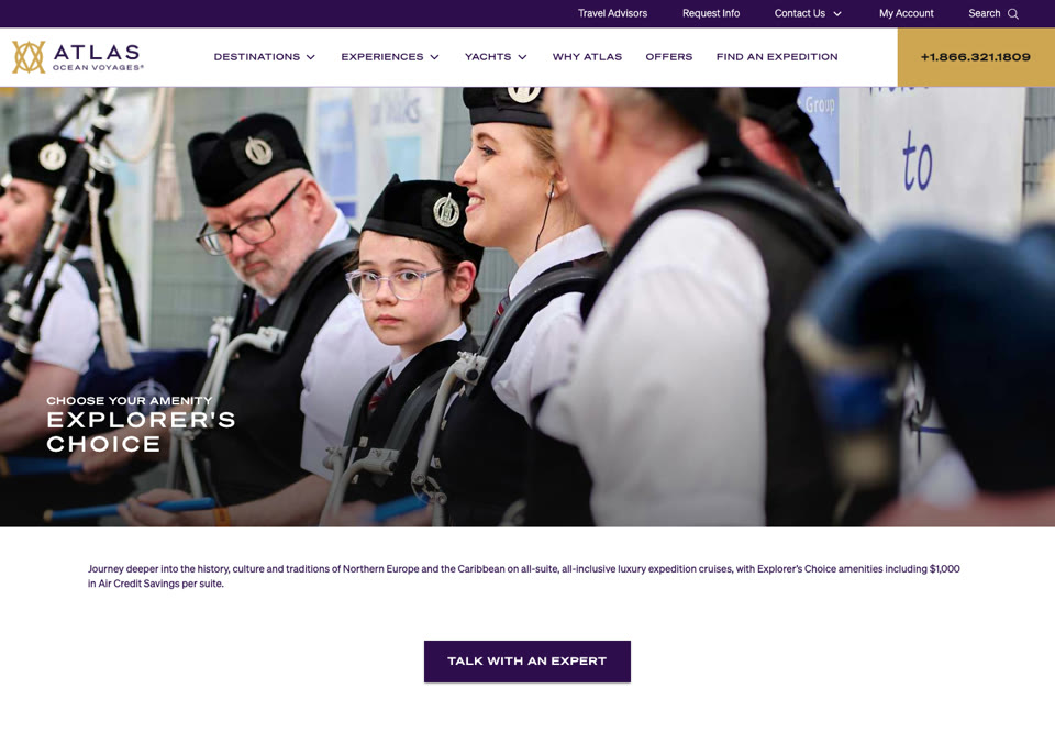 Preview of the Cultural Expeditions landing page