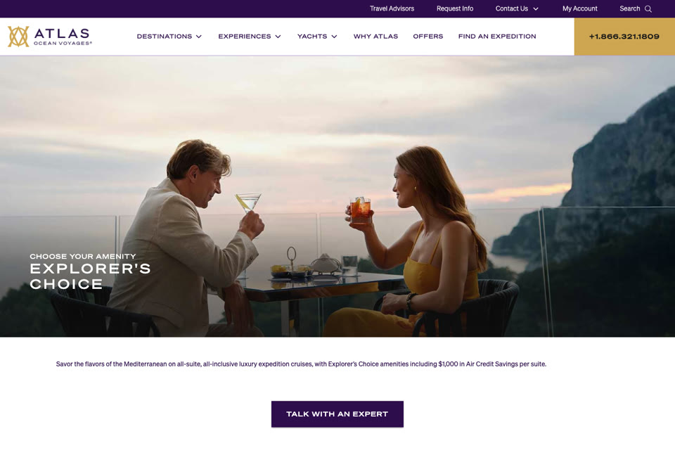 Preview of the Epicurean Expeditions landing page
